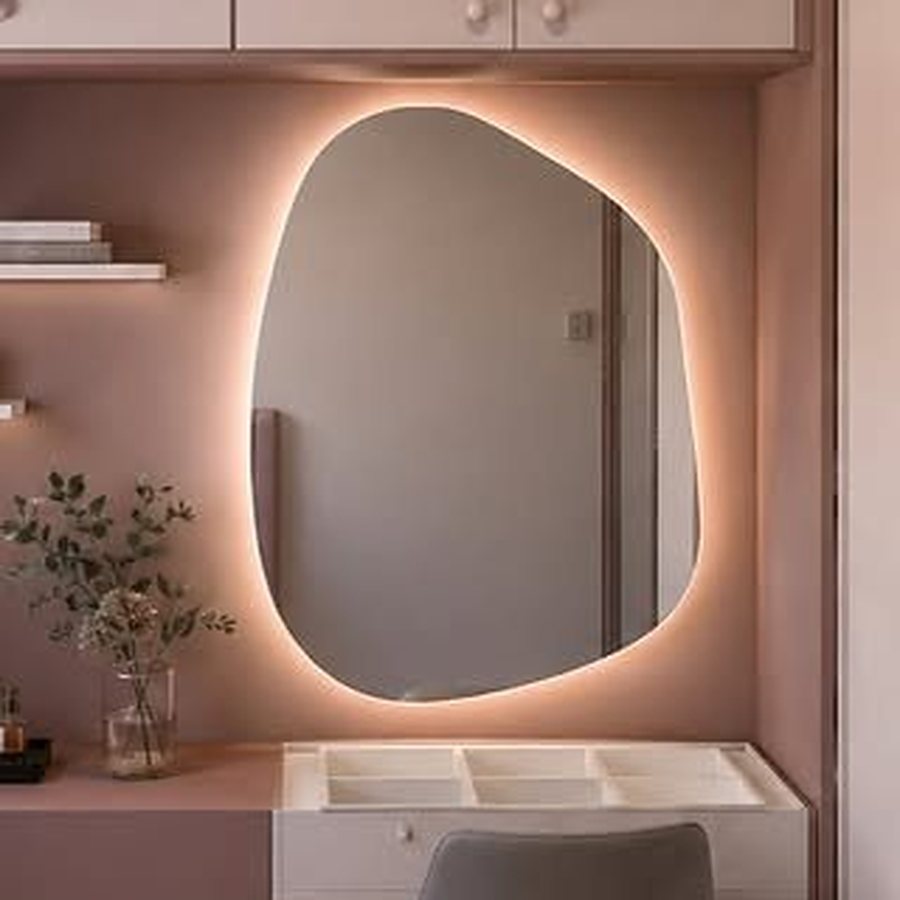 Espelho orgânico com iluminação de fundo